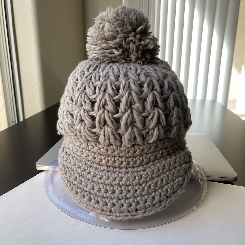 Grey Winter Knit Hat Size M